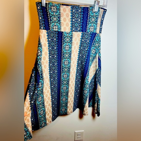 Lularoe Blue Printed‎ Pull On Azure Skirt A-Line Midi Length Size Small - Picture 1 of 7